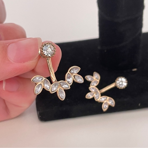 Vintage Gold Tone Fall Autumn Leaf Cottage Core Fairy Whisigoth Dangle Earrings - Picture 4 of 9